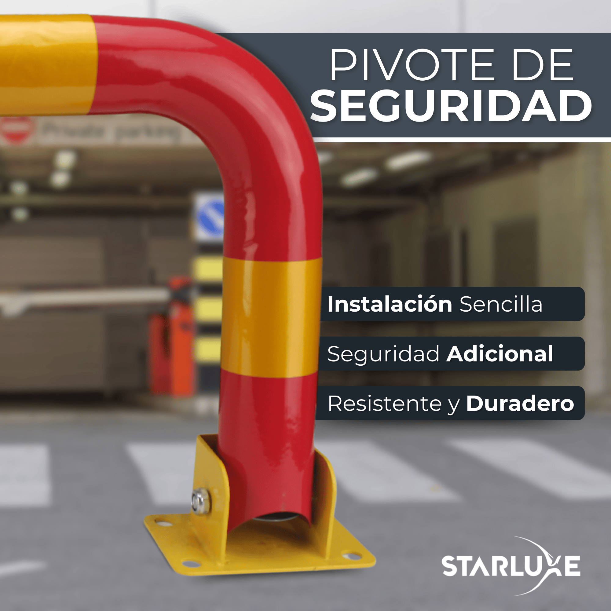 STARLUXE® - Cepos Parking - Barrera Parking con 2 Juegos de Llaves - Cepo Parking de Color Rojo y Amarillo - Cepo para Parking Interior y Exterior - B - 2