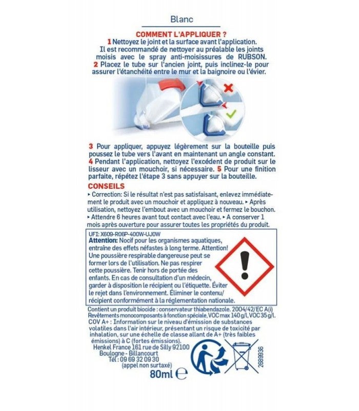 RUBSON re-new sigillante bianco per cucina e bagno 80ml - 3