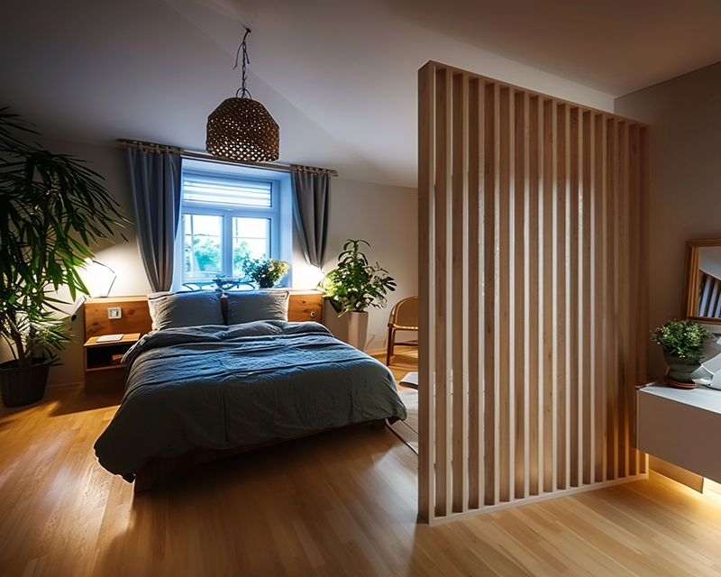 Separador de ambientes roble macizo calado 19 lamas - h 270,5 x l 210 x p 7 cm - par ad lyon groupe