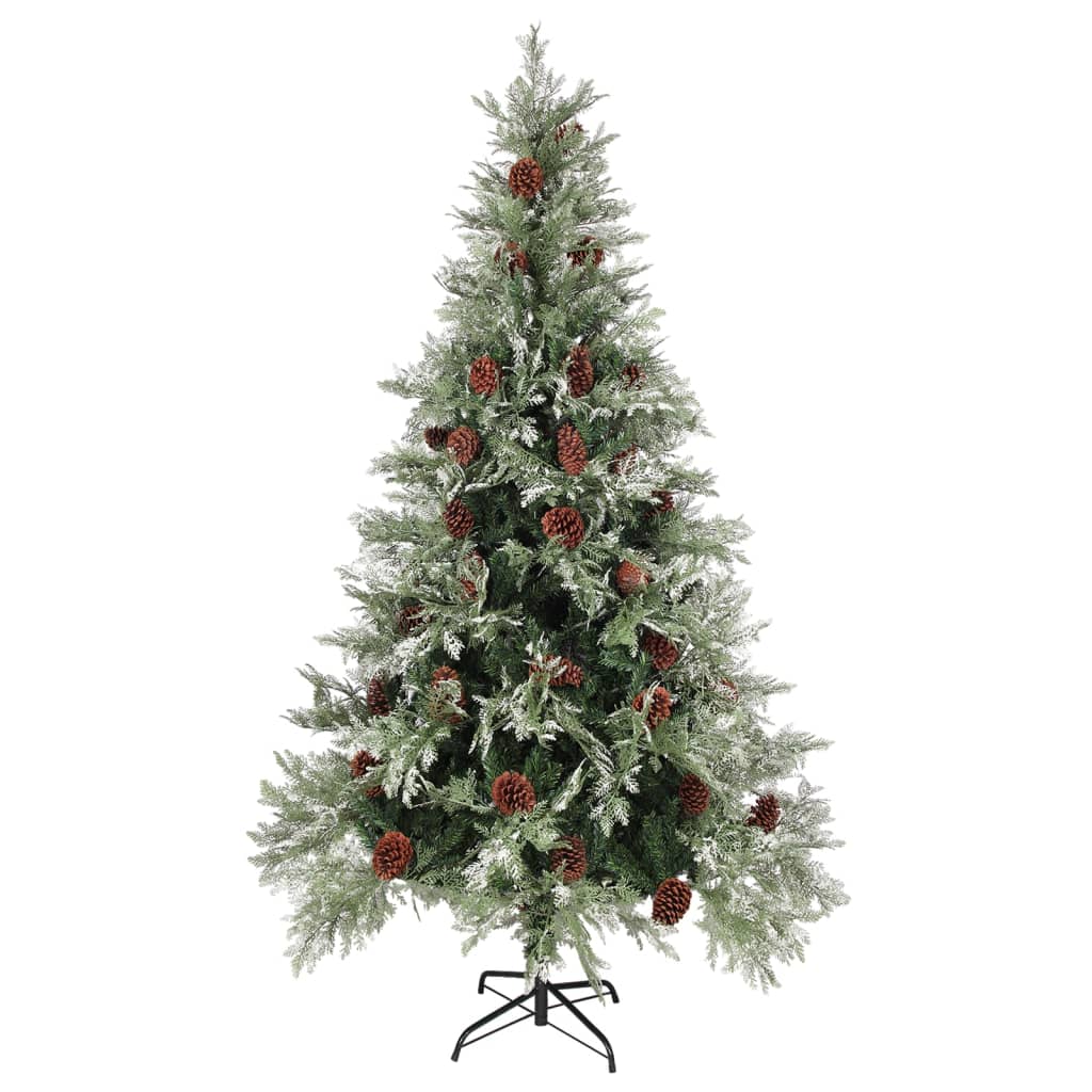 Sapin de Noël avec pommes de pin Vert et blanc 195 cm PVC et PE - 6
