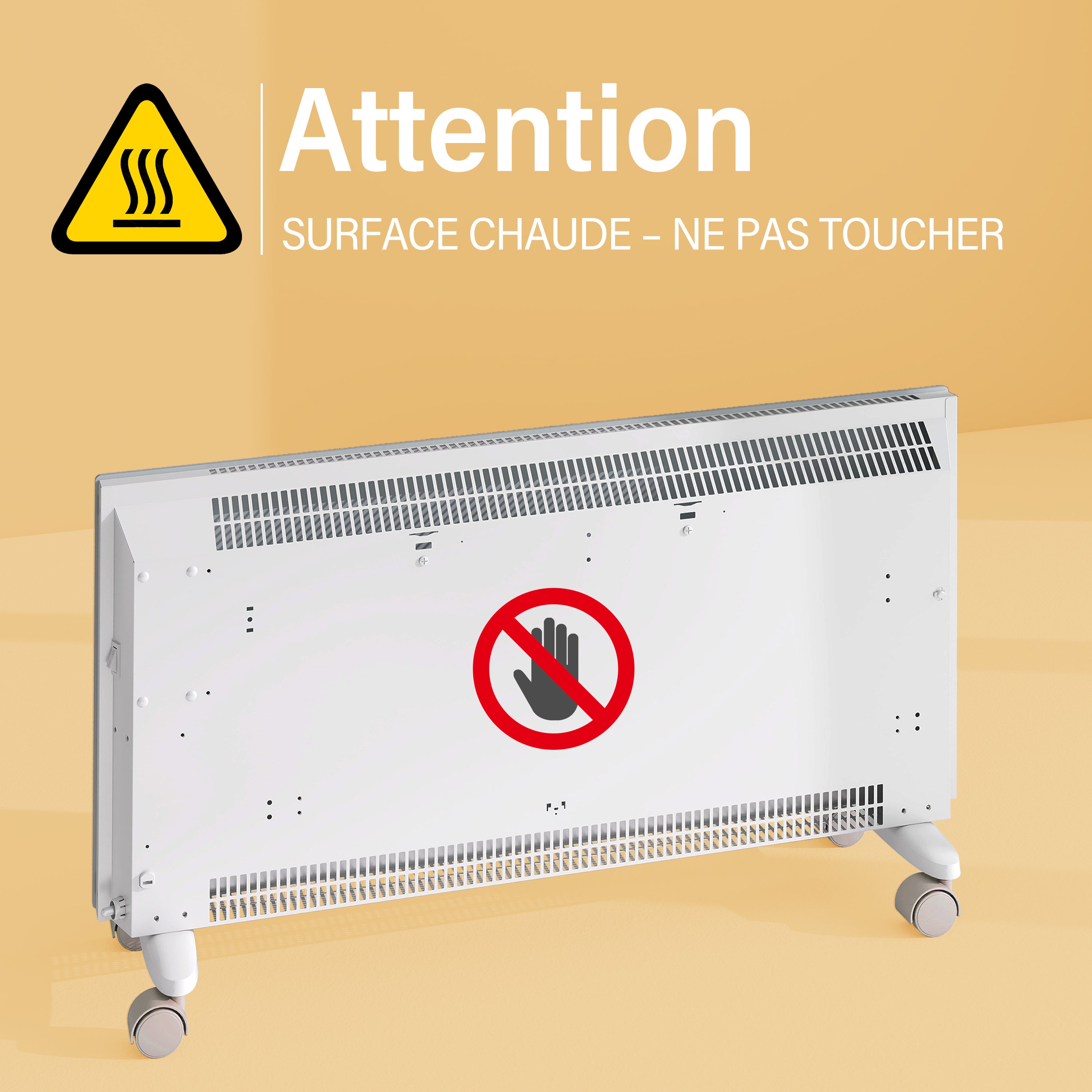 Radiateur électrique économique 1000W — 2 niveaux de puissance — Mode Éco — Détection fenêtre — Mobile sur roulettes — Noir glacé - 8