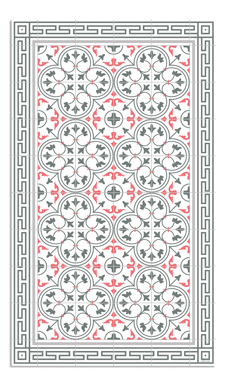 Alfombra de vinilo hidráulica 50 rosa 140x200 cm pvc cocina salón comedor