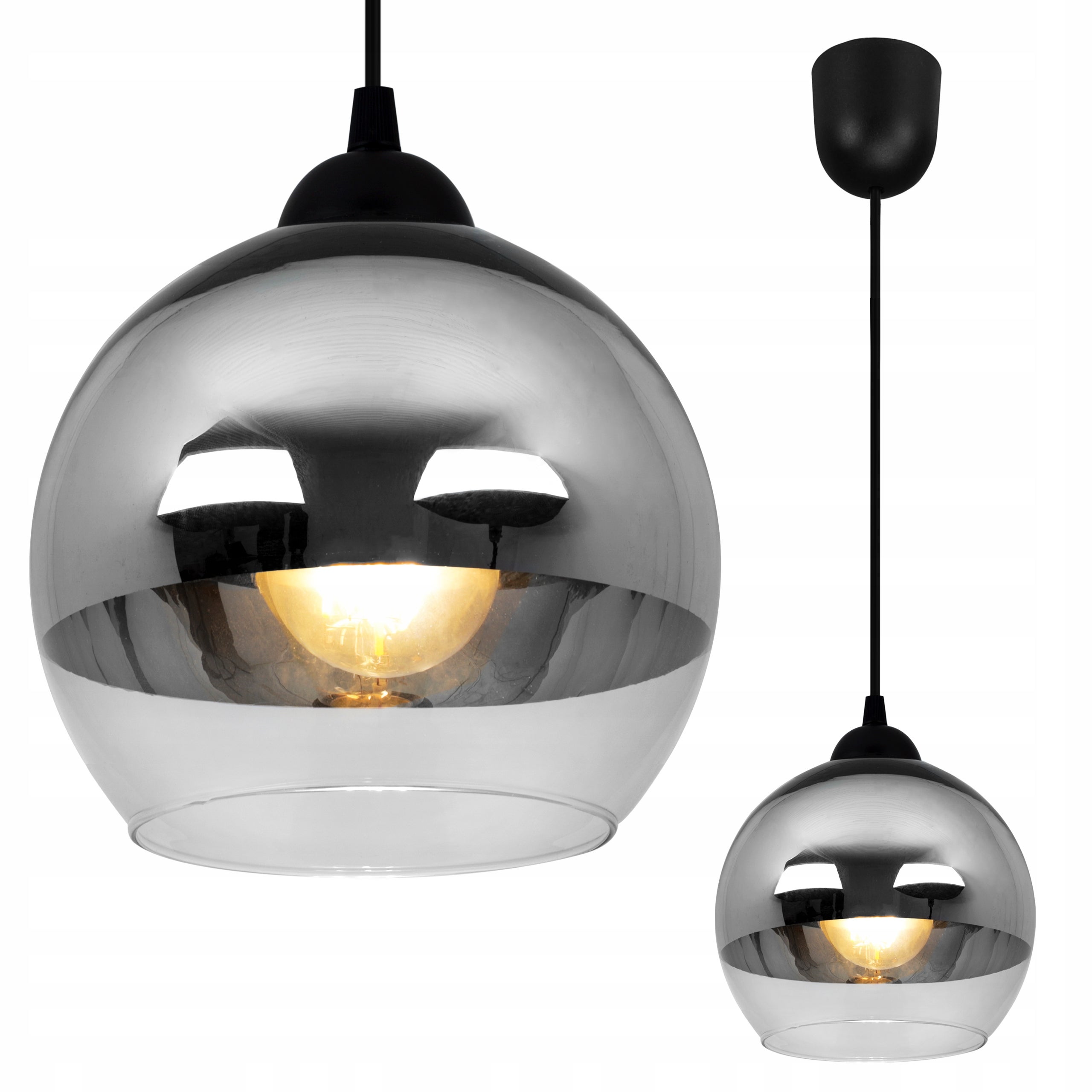 Lampa sufitowa wisząca Bergen boho 1xE27 abażur kulisty srebrny Light Home LH