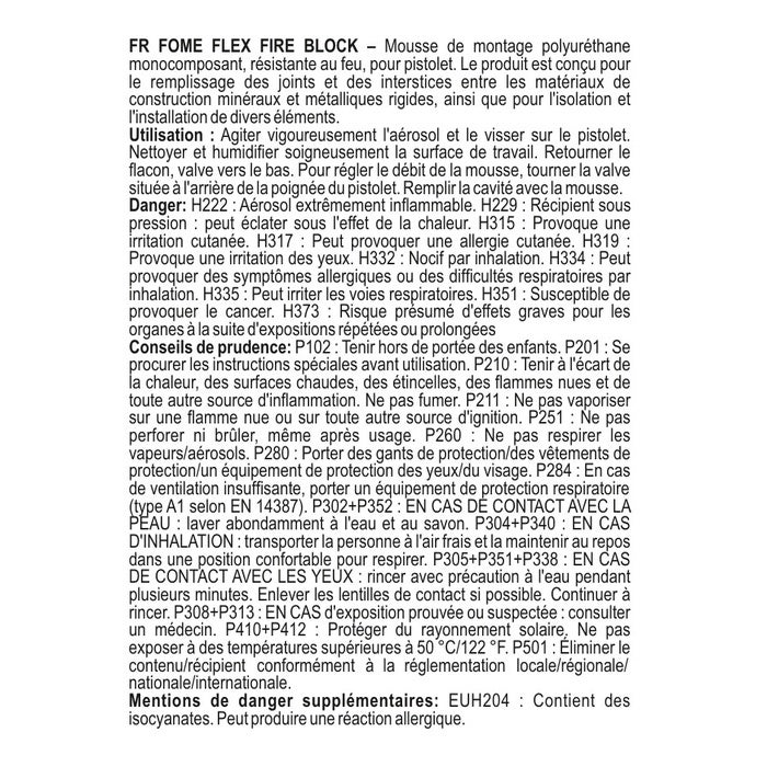 Mousse polyuréthane coupe-feu FOME FLEX Fire Block – pistolable, haute résistance, joints minéraux & métalliques – 750 ml - 9