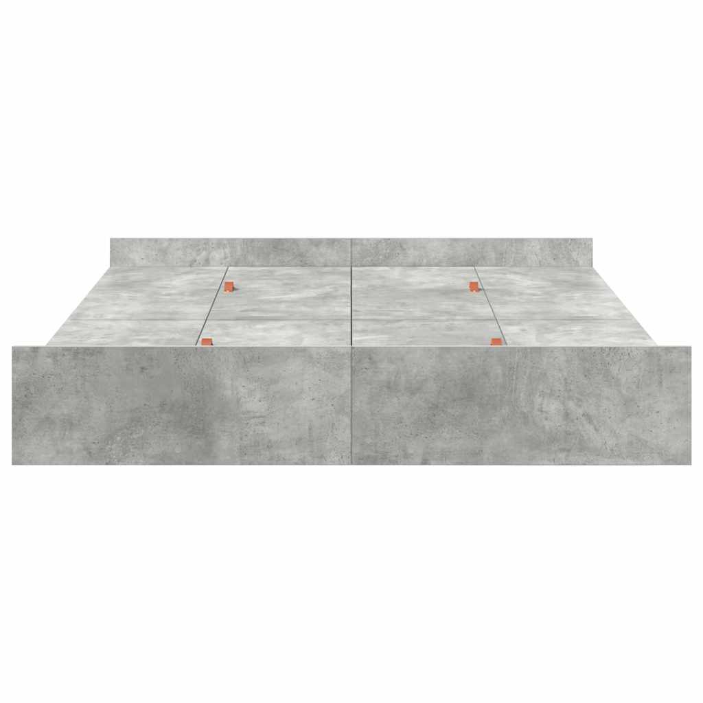 Cadre de lit avec rangement et tiroir gris béton 140 x 200 cm - 6