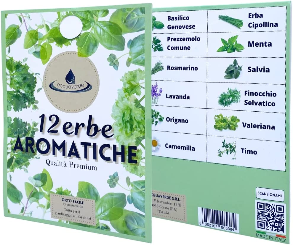 12 Erbe Aromatiche Semi: Basilico, Erba Cipollina, Prezzemolo, Menta, Salvia, Lavanda, Finocchio, Origano, Valeriana, Camomilla, Timo, Rosmarino - 7