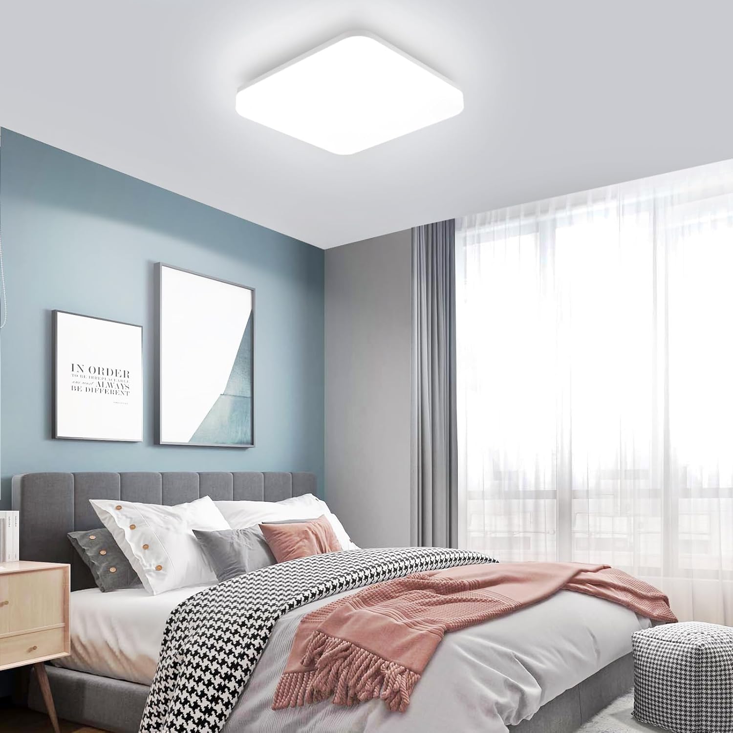 NETTLIFE Plafón LED 22CM Lámpara de baño cuadrada IP54 18W blanco 5000K - 5