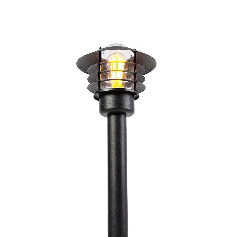 Qazqa moderno lampada bollard da esterno per giardino - Prato - nero, max. 60w, compatibile con lampadines LED, e27, 100cm, IP44 - 8