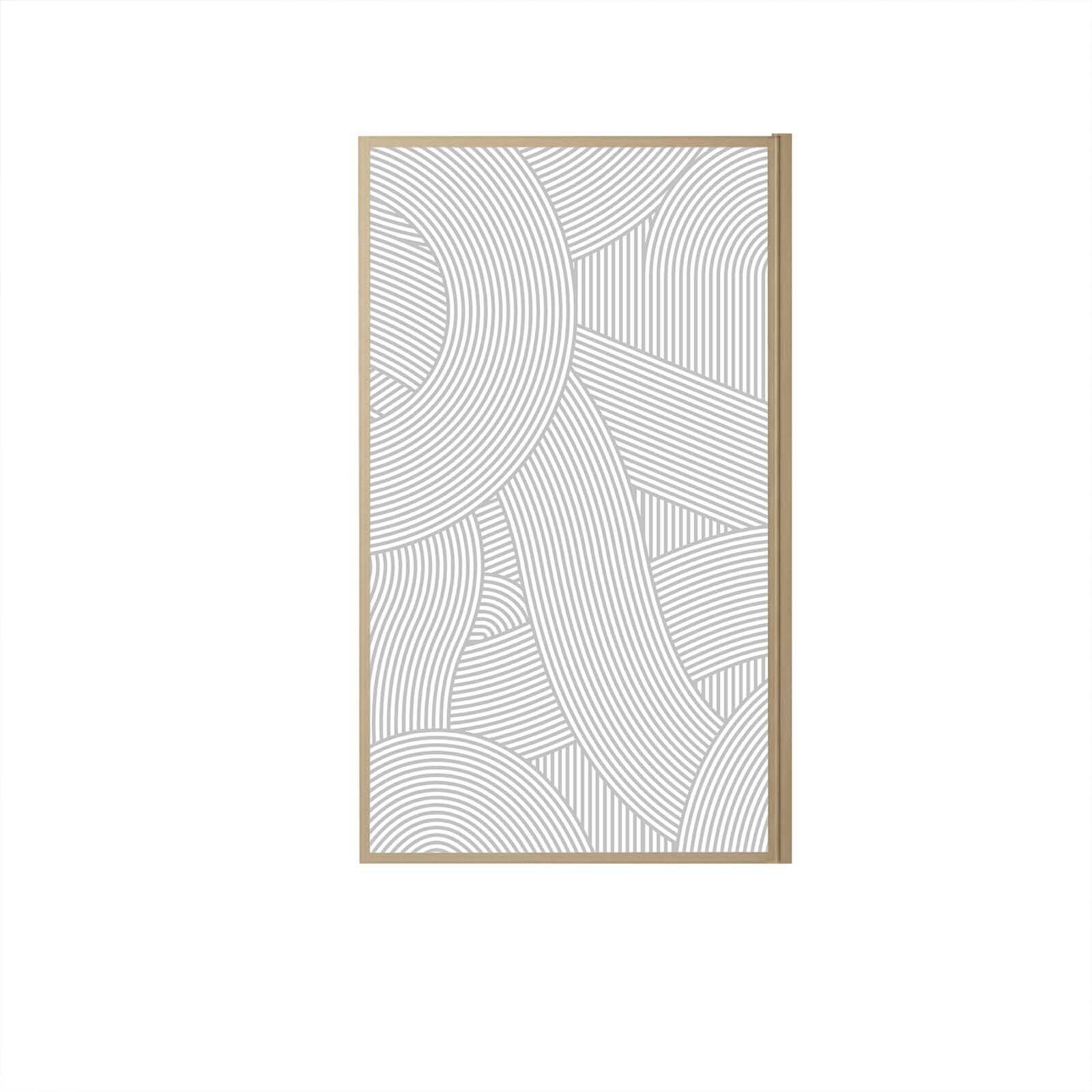 Pare baignoire pivotant 140x80 cm HINATA - style Japandi courbes douces Cadre effet bois - Verre 5mm - 3