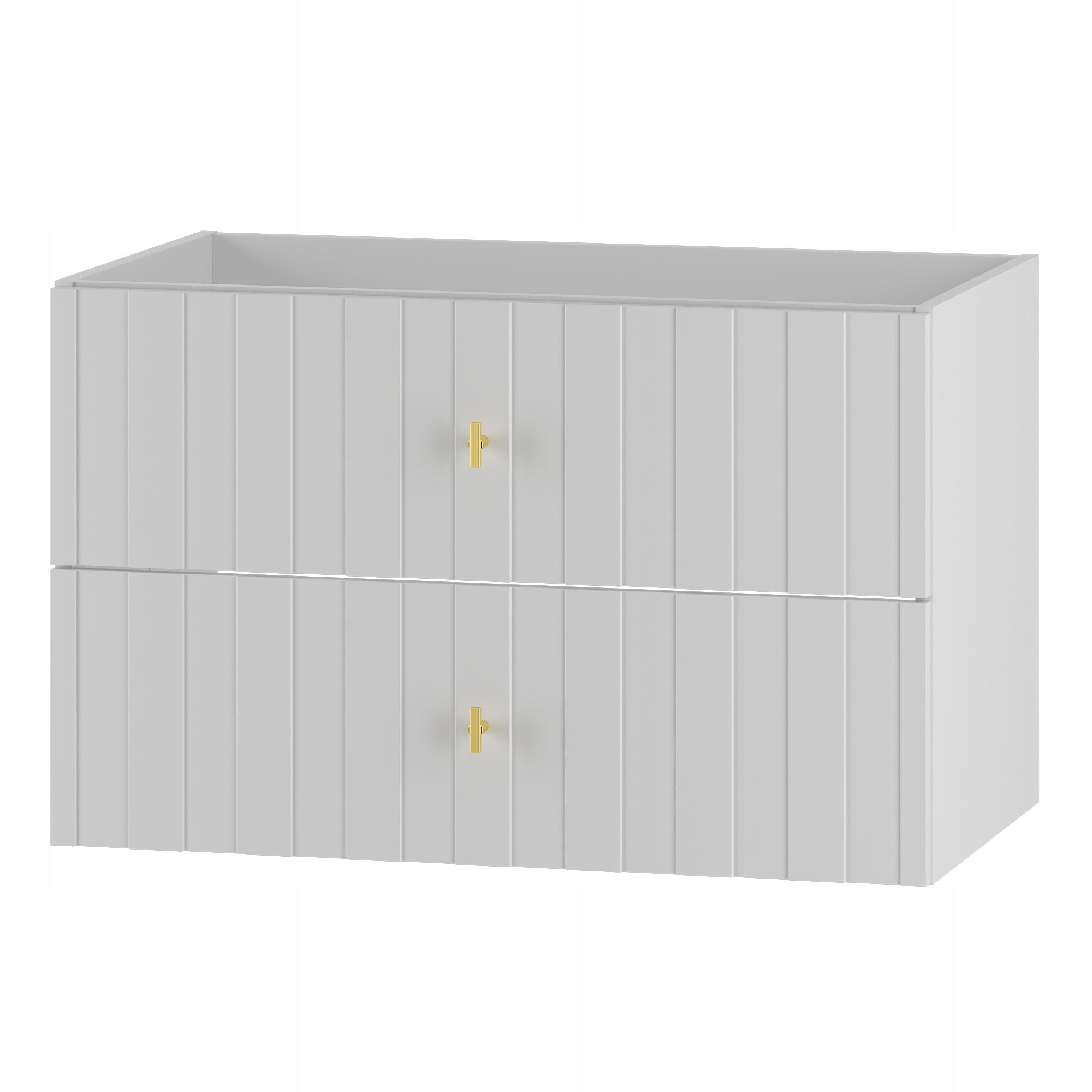 Szafka łazienkowa ELEGANTE 80 cm biała wisząca złote uchwyty mat