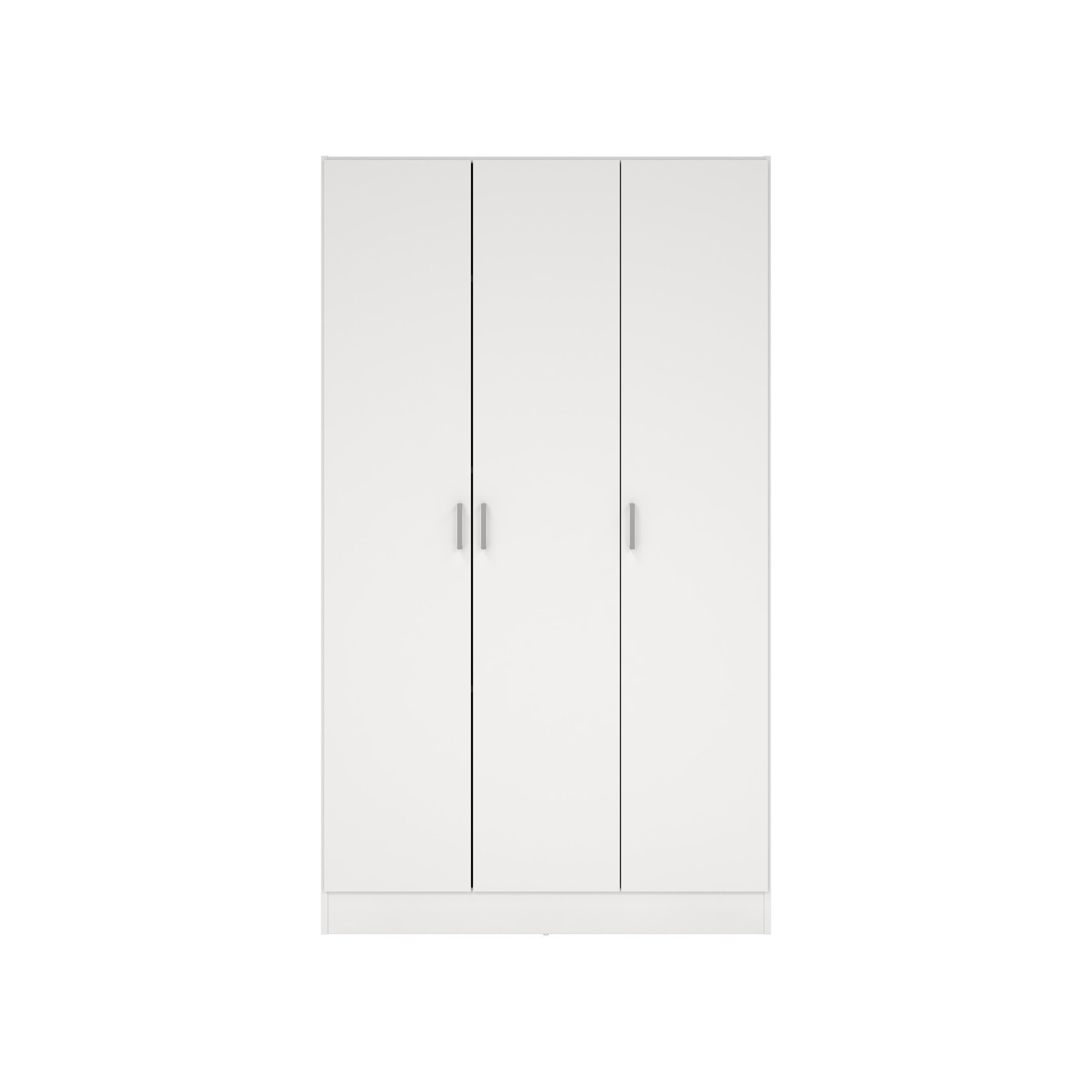 Grande armoire polyvalente Ranuncolo, Armoire auxiliaire avec 3 portes, Étagère à chaussures avec étagères, Armoire à balais, 109x37h180 cm, Blanc - 6