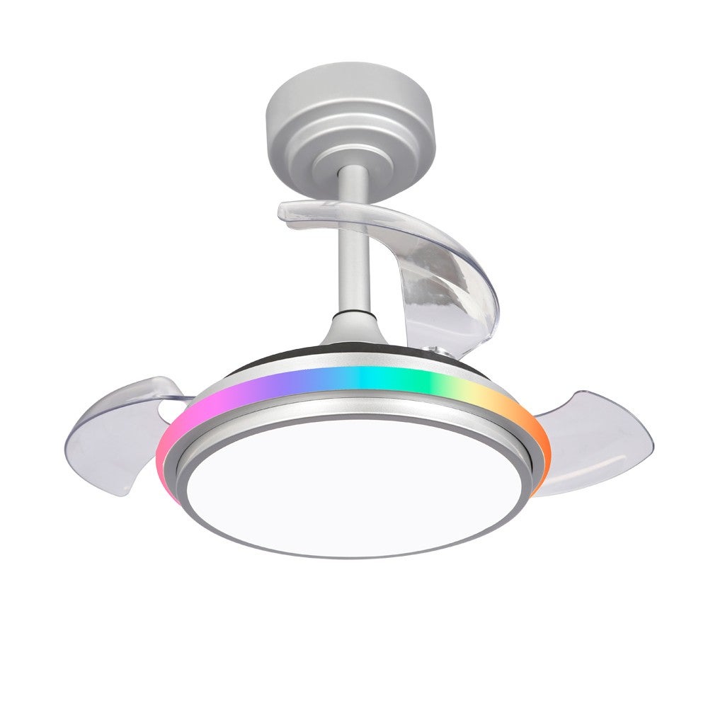 YUNZI Ventilatore A Soffitto Con Luci LED RGB E Altoparlante Bluetooth | 6 Velocità, Telecomando E App | Perfetto Per Camere E Soggiorni