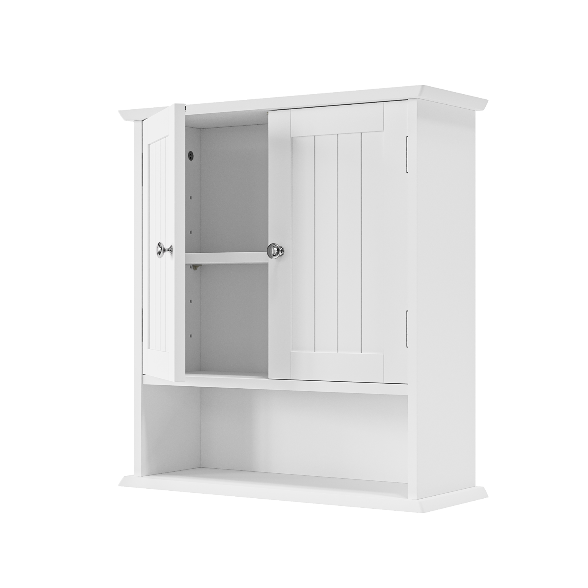 Armoire de salle de bain murale blanche, armoire à pharmacie avec portes doubles et étagères réglables, armoire murale de salle de bain au-dessus de l - 8