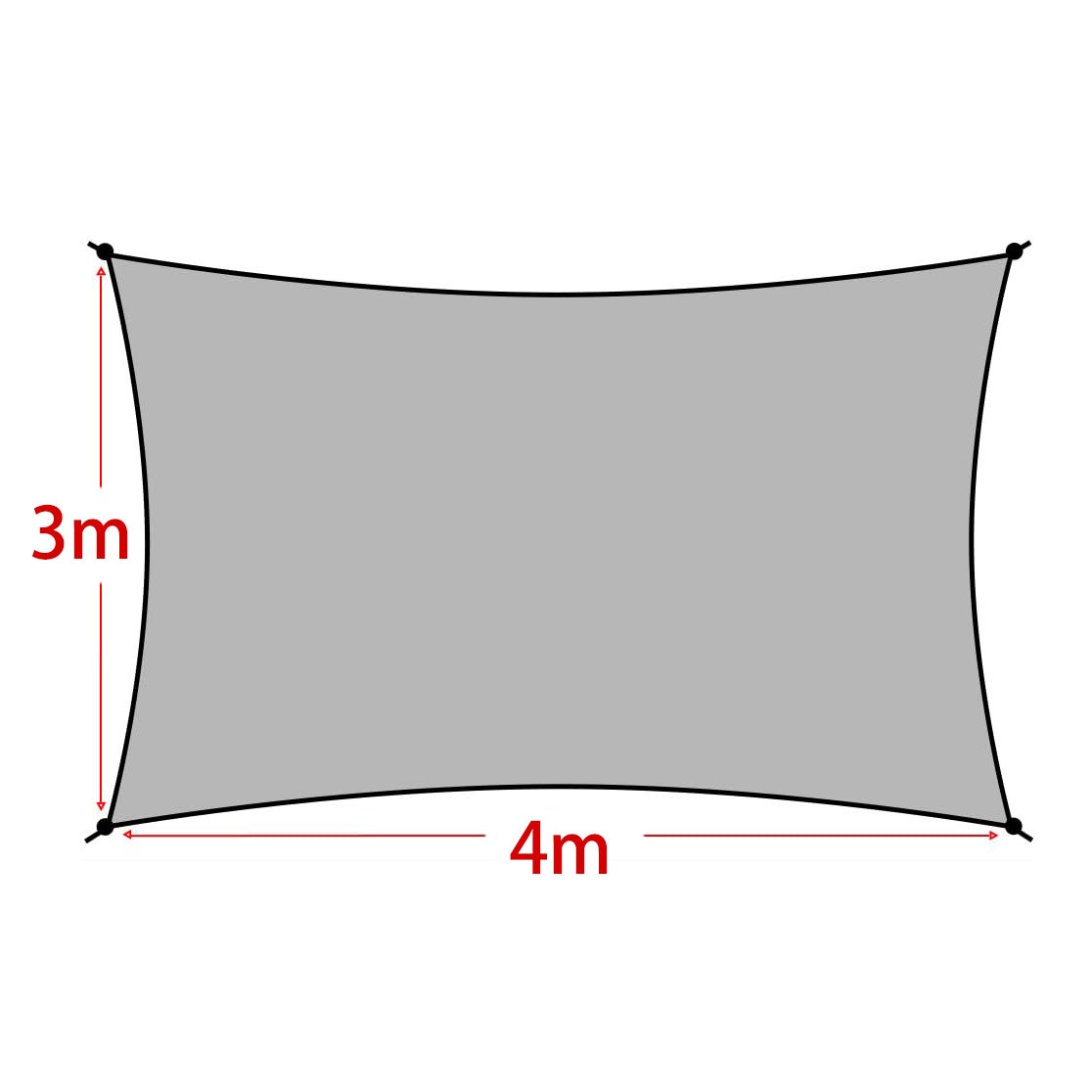 Toldo Vela de Sombra, Toldo Rectángulo de 3 x 4 m, Sombrilla Impermeable con Bloque UV, Tela de Sombra para Acampar para Exteriores - 9