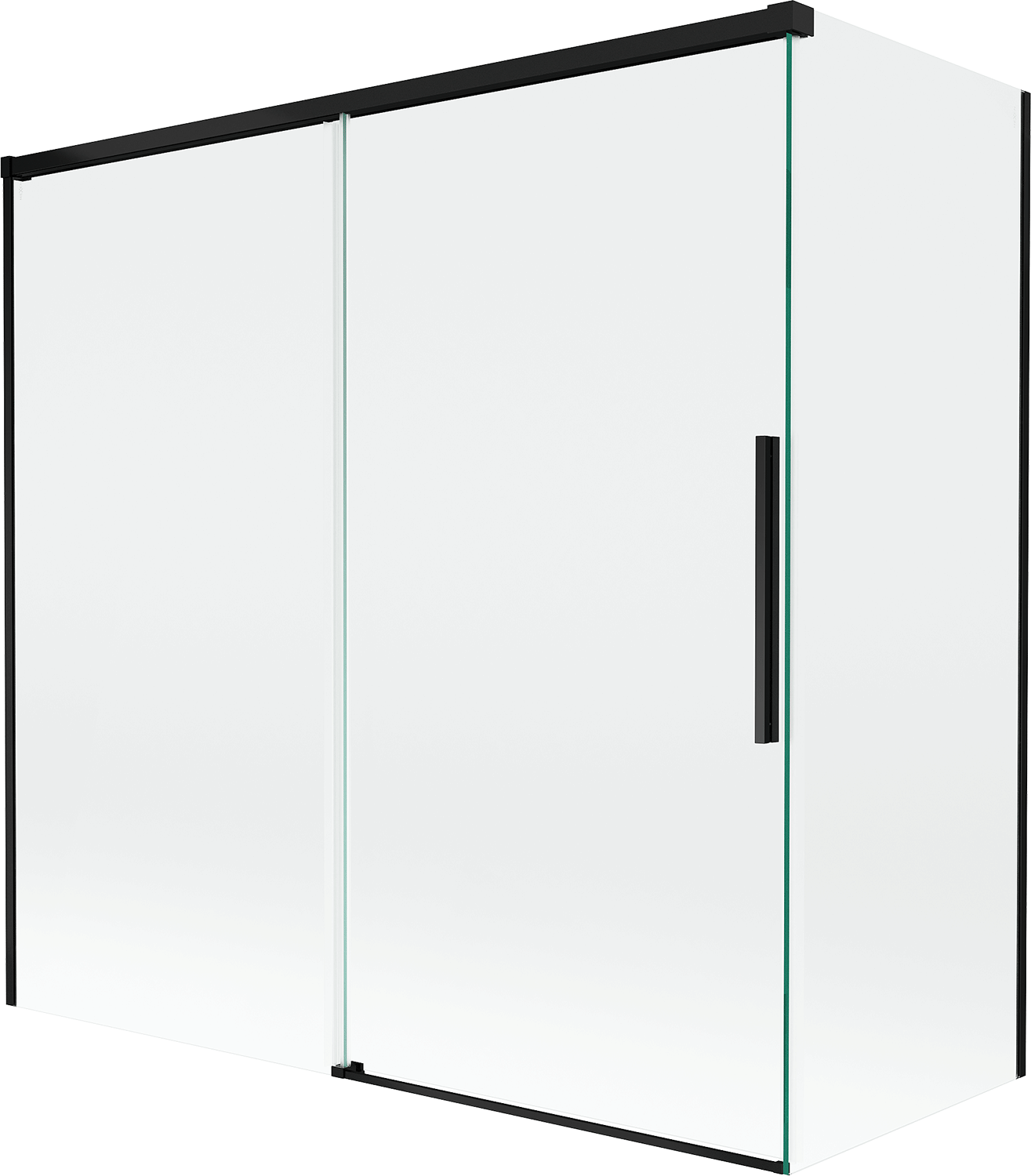 Mexen Rox parawan nawannowy 2-skrzydłowy rozsuwany 160 + 70 x 150 cm, transparent, czarny - 8C9-160-070-70-00