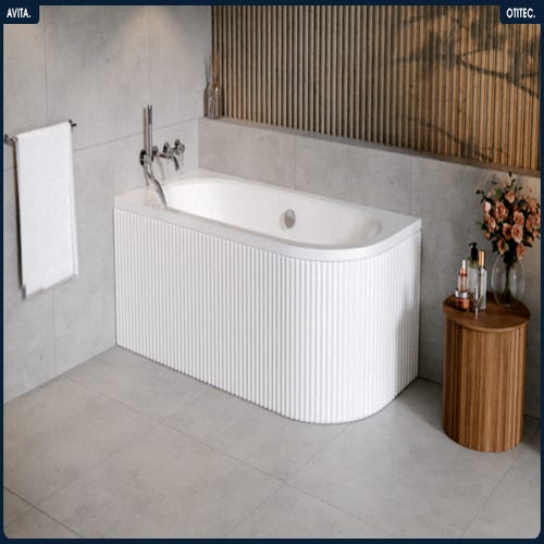 Vasca Da Bagno Freestanding In Acrilico Sanitario Blu 150x77 Cm Con Piedini Oro