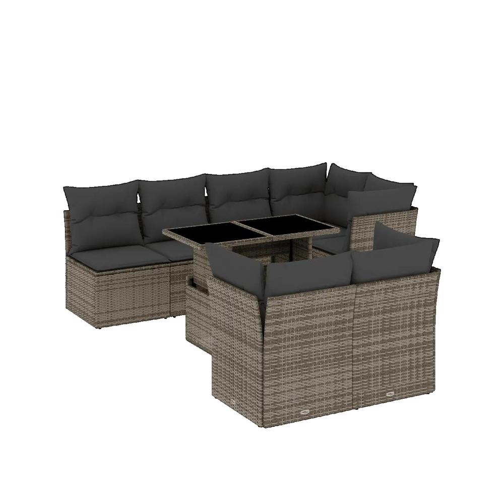 Zestaw mebli ogrodowych vidaXL 8 szt szary rattan modułowy