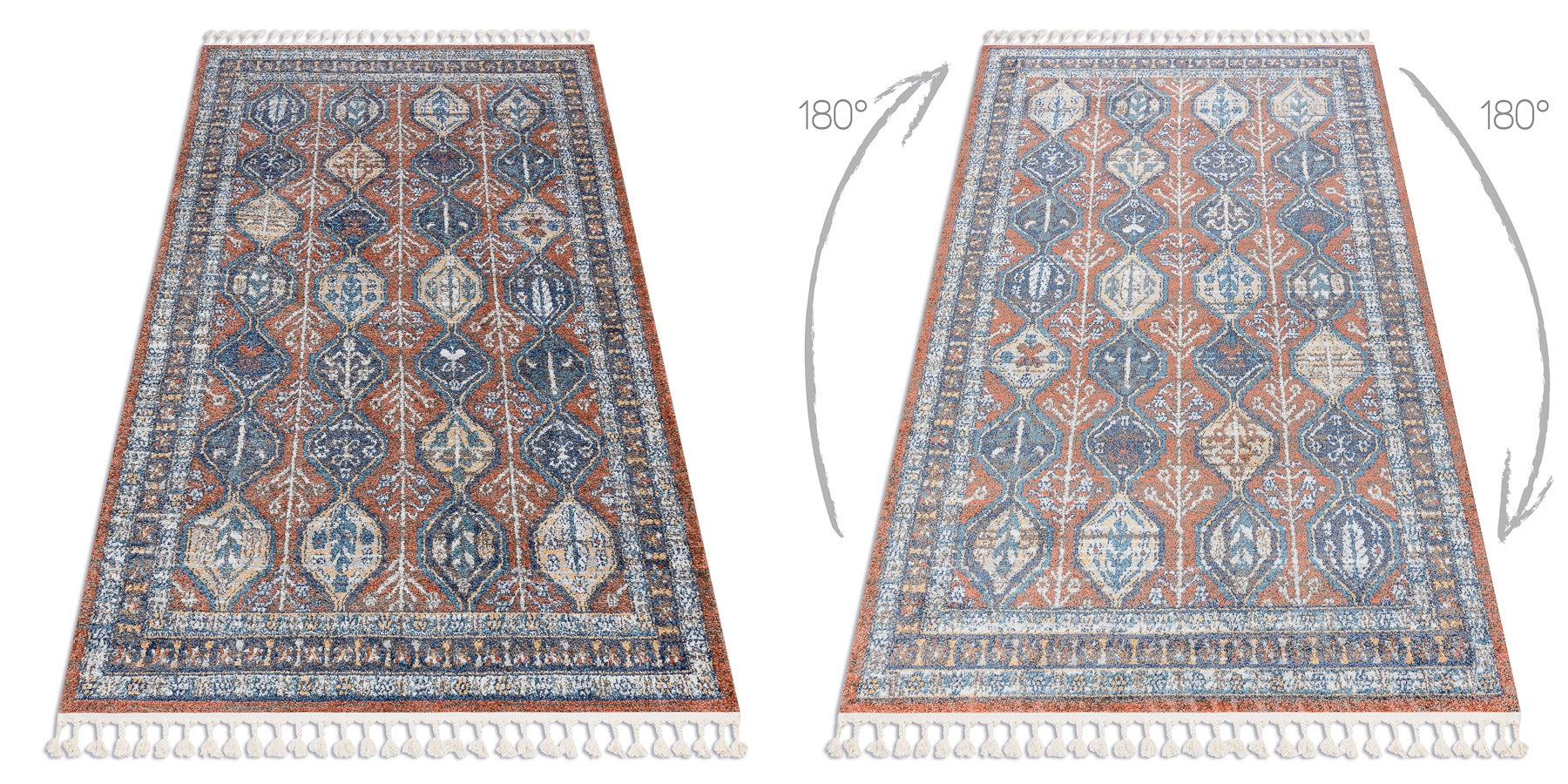 Covor modern BELLE BG60A maro si roz Franjuri 120x170 cm | Leroy Merlin