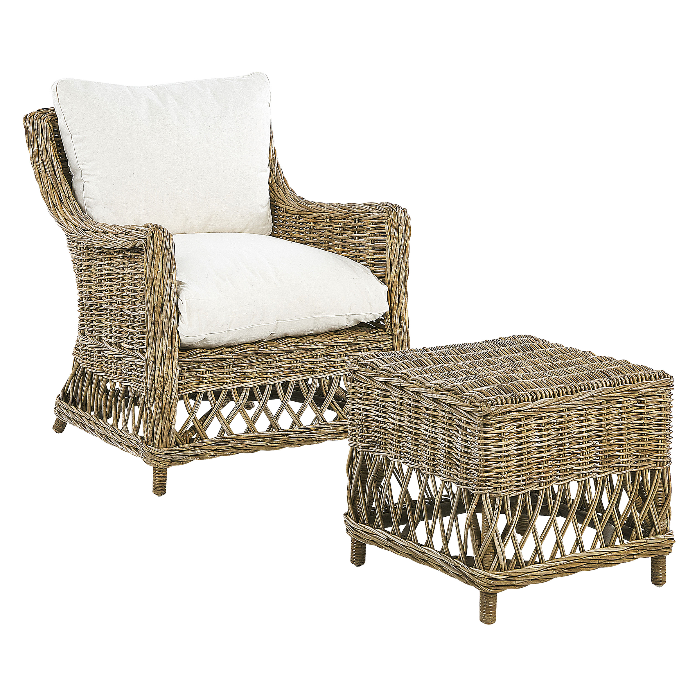 Poltrona rattan naturale bianco crema RIBOLLA Leroy Merlin