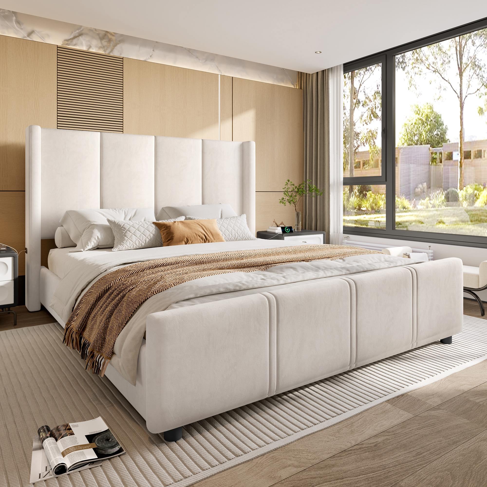 Struttura Letto In Bambù Massiccio Breezehome - Full Size Con Testiera E Pediera - Doghe In Metallo - 25,4 Cm Altezza - Ecologico - 3