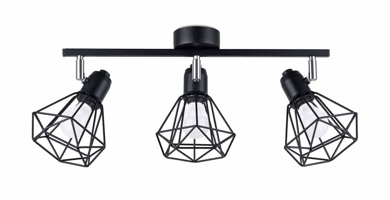 Lampa sufitowa wisząca Artemis czarna-chromowana 3xE14x40W industrialna wym: 19 x 52 x 17 cm metal Sollux Lighting