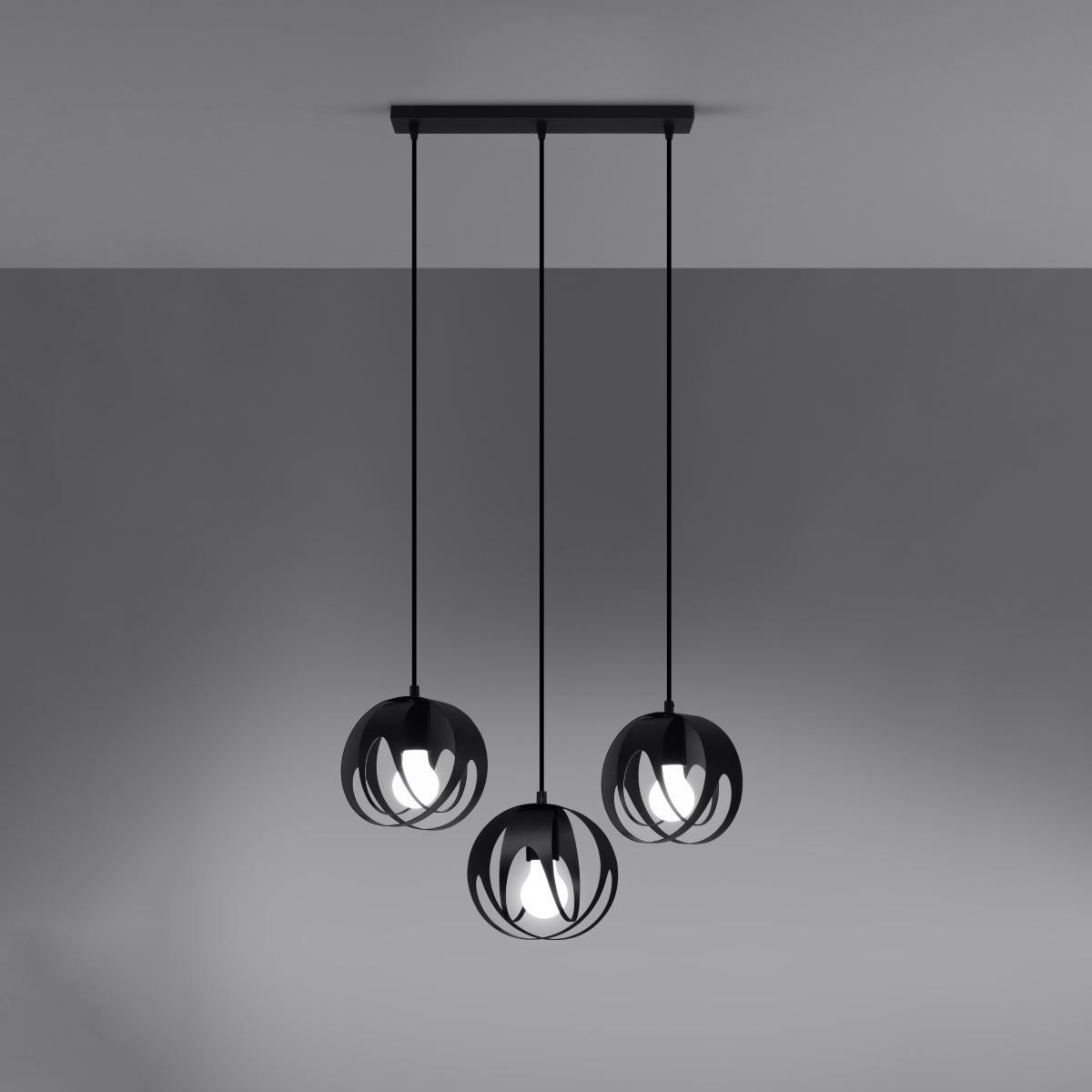 Lampa wisząca BRIVE 3L czarna LED 3000K - 50x16x117cm Sollux