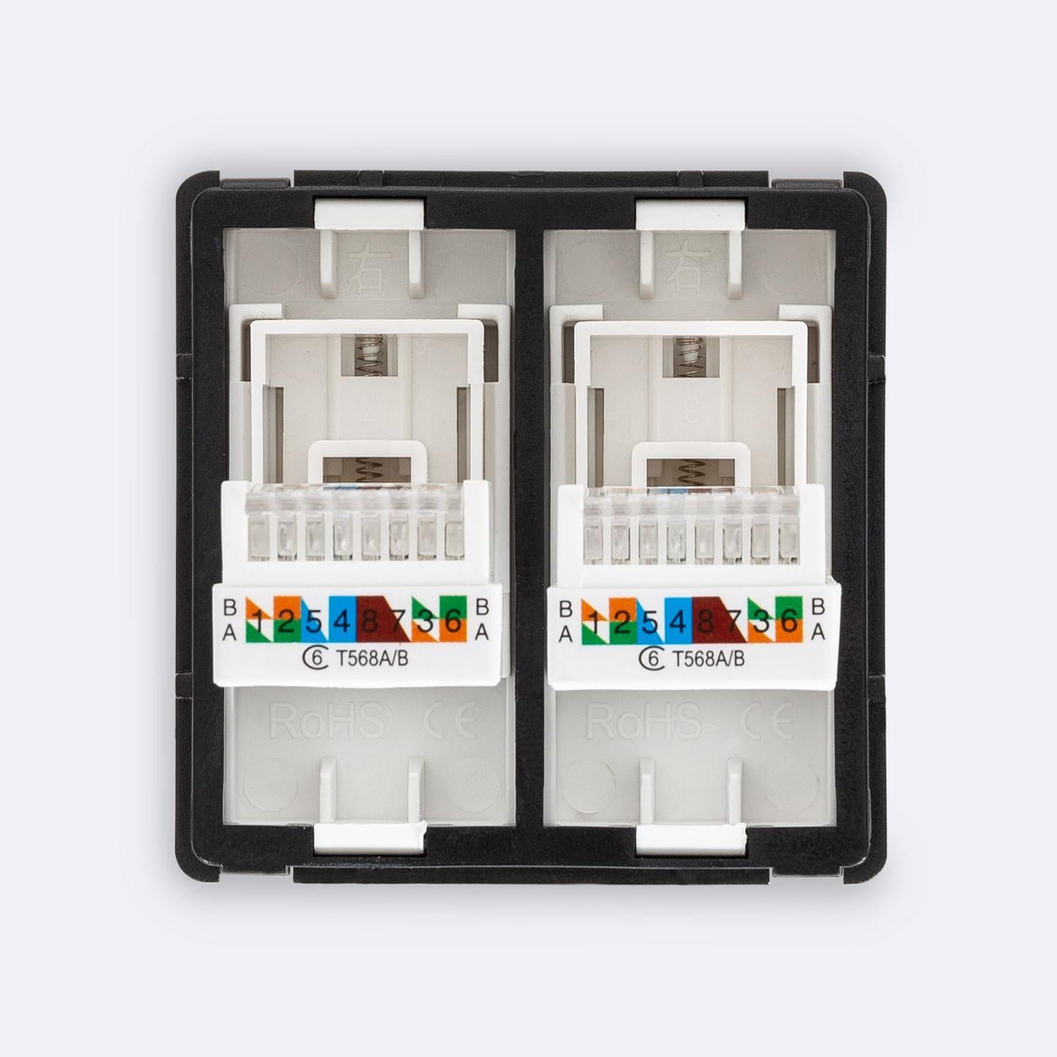 Prise Internet RJ45 Cat 6 Double Modern - Blanc - PC - 3