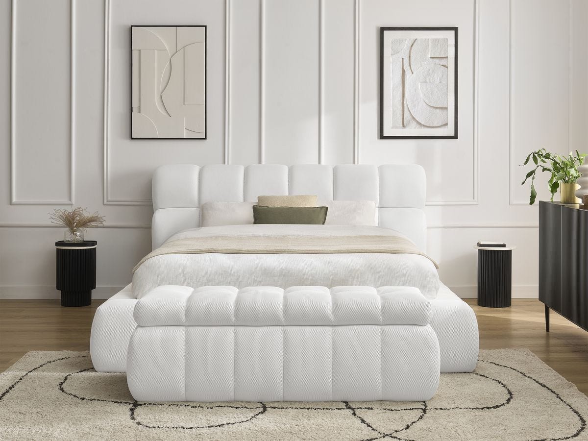 Lit Mesh BOBOCHIC Lit coffre MONT-BLANC + Bout de lit MONT-BLANC tissu mesh ...