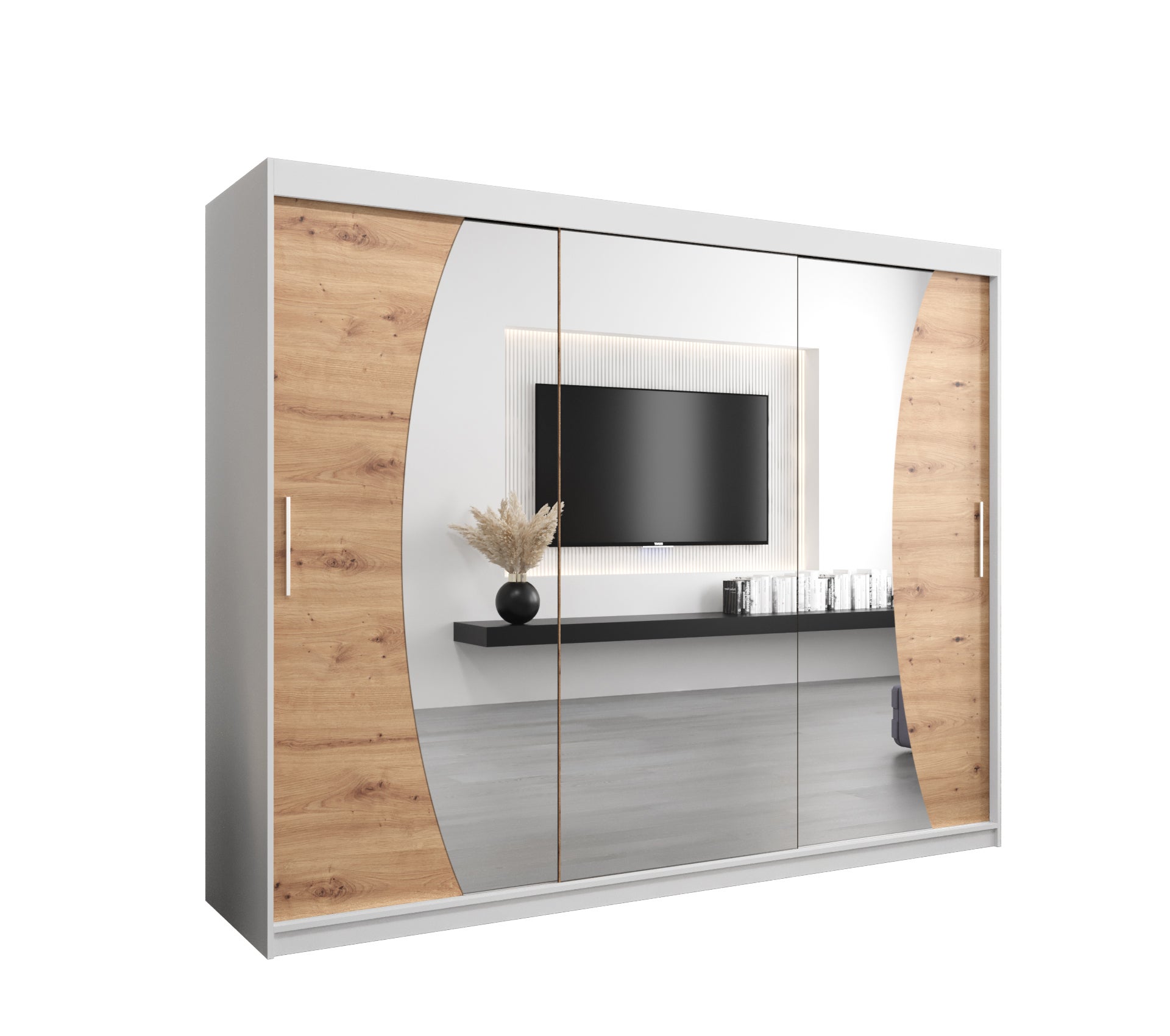 Szafa przesuwna garderoba WAVE 250 x 62 x 200 cm Biały + Artisan - Abiks Meble