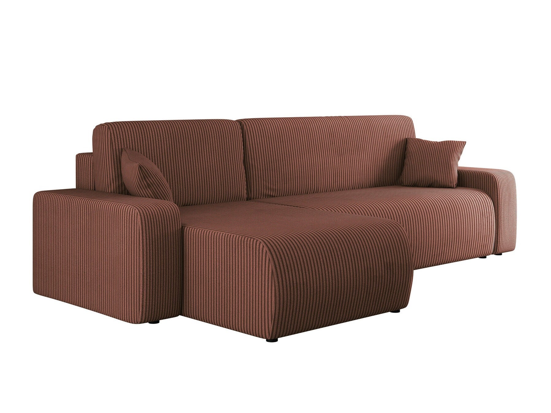 Sofá rinconero shelton 102, rosa, función de descanso, caja de ropa de cama, 244x145x82cm