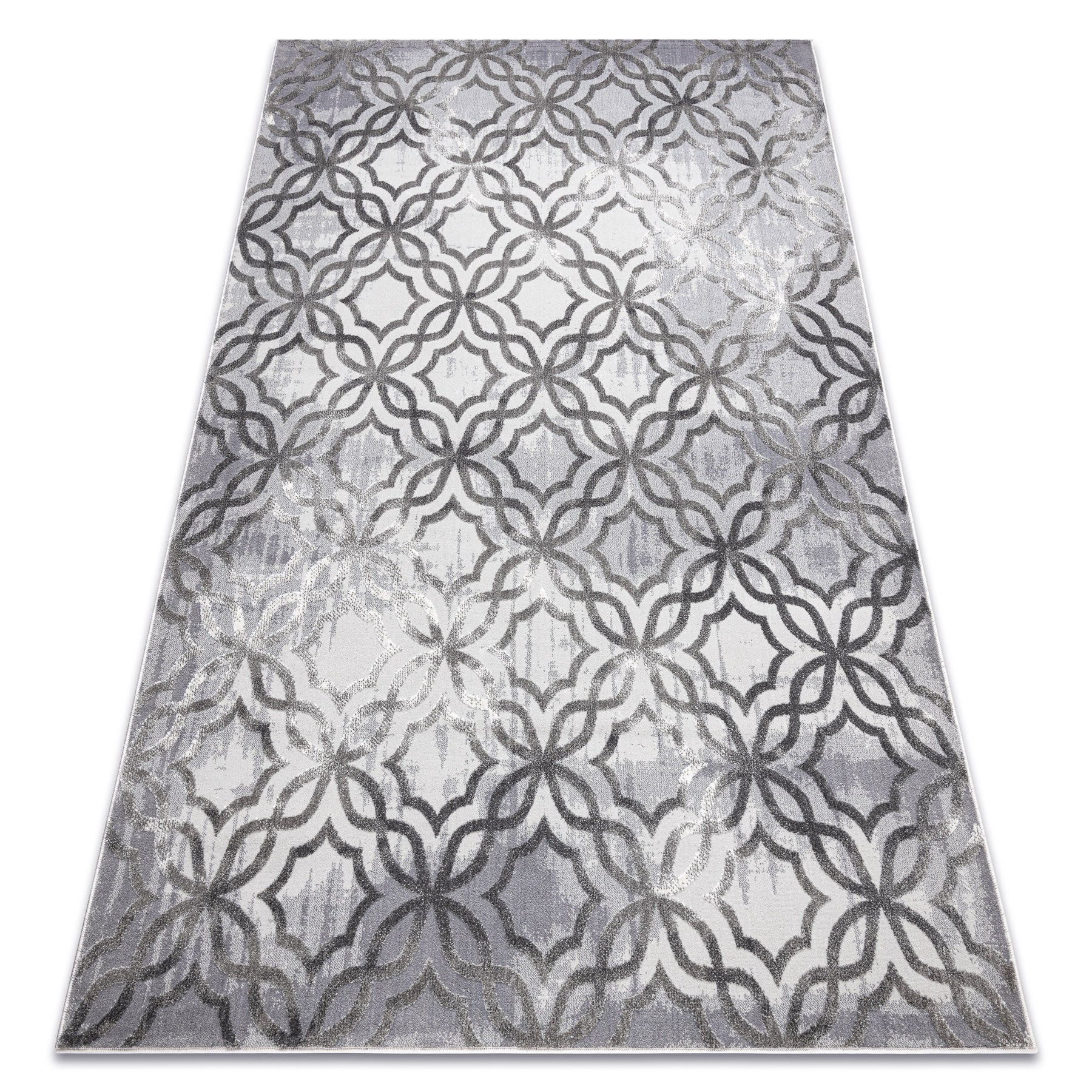 Dywan NOBLE nowoczesny 1532 45 Przecierany, koniczyna marokańska - Strukturalny, dwa poziomy runa szary 80x150 cm