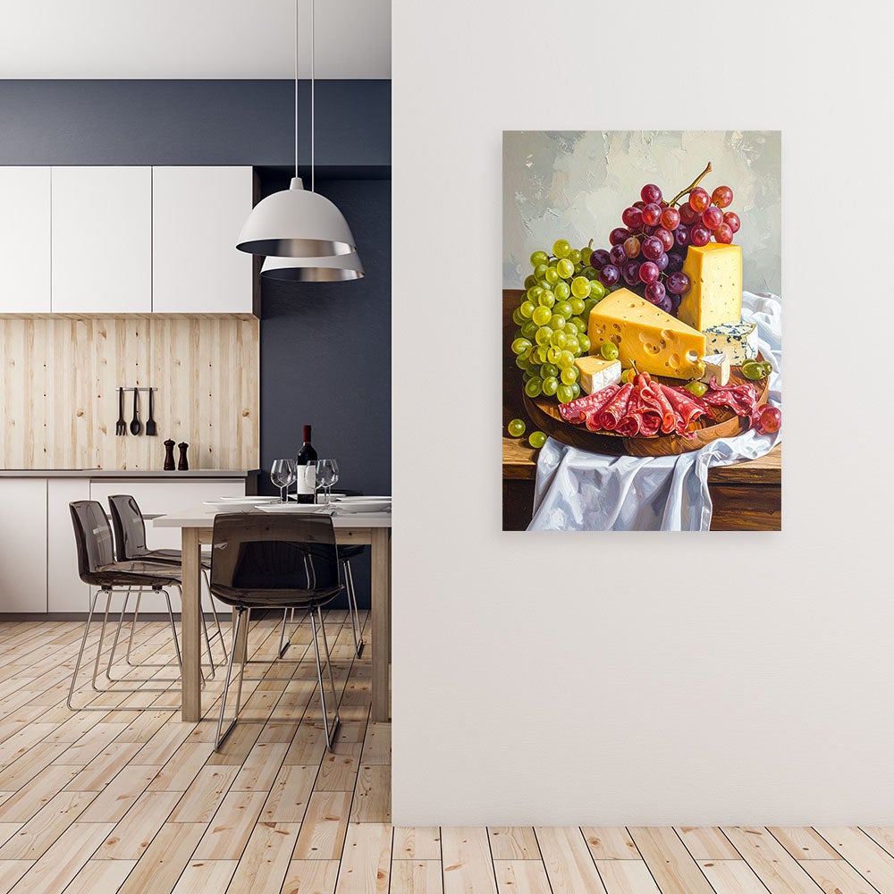Obraz pionowy do kuchni jadalni restauracji, Deska wędlin i serów 70x100 - 2