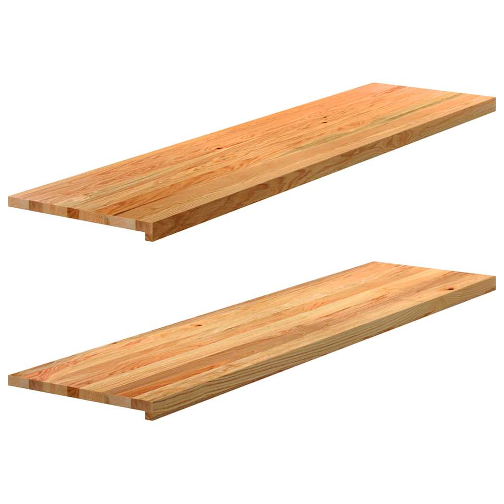 Alféizares de ventana 2 piezas de madera maciza de roble marrón claro