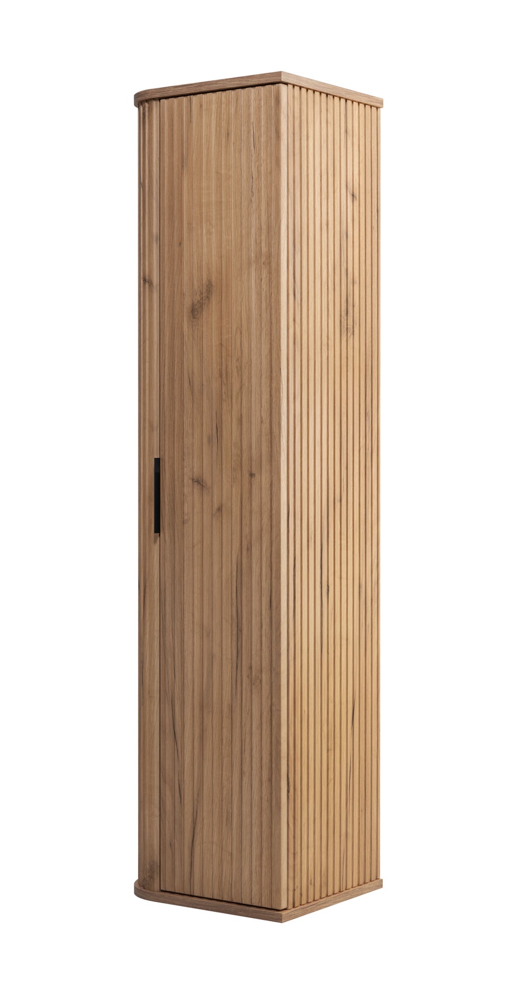 Słupek łazienkowy, dąb Craft, uchwyt czarny, 35,5 x 139 x 31,5 cm