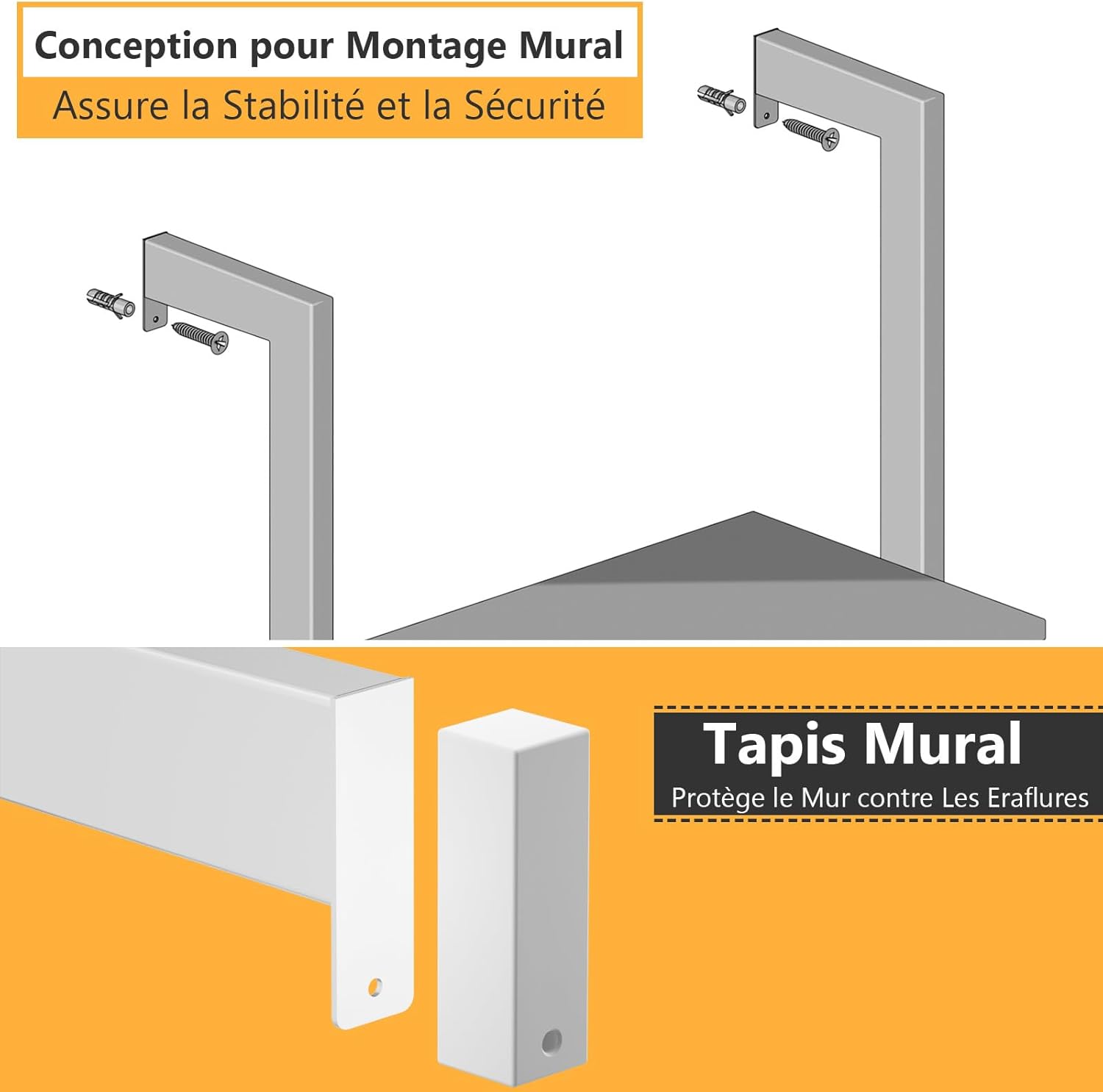 Libreria a 5 Piani a Parete con Struttura in Metallo, Porta libri con Struttura Portante in Metallo, 183 x 30 x 61cm (Bianco) - 7