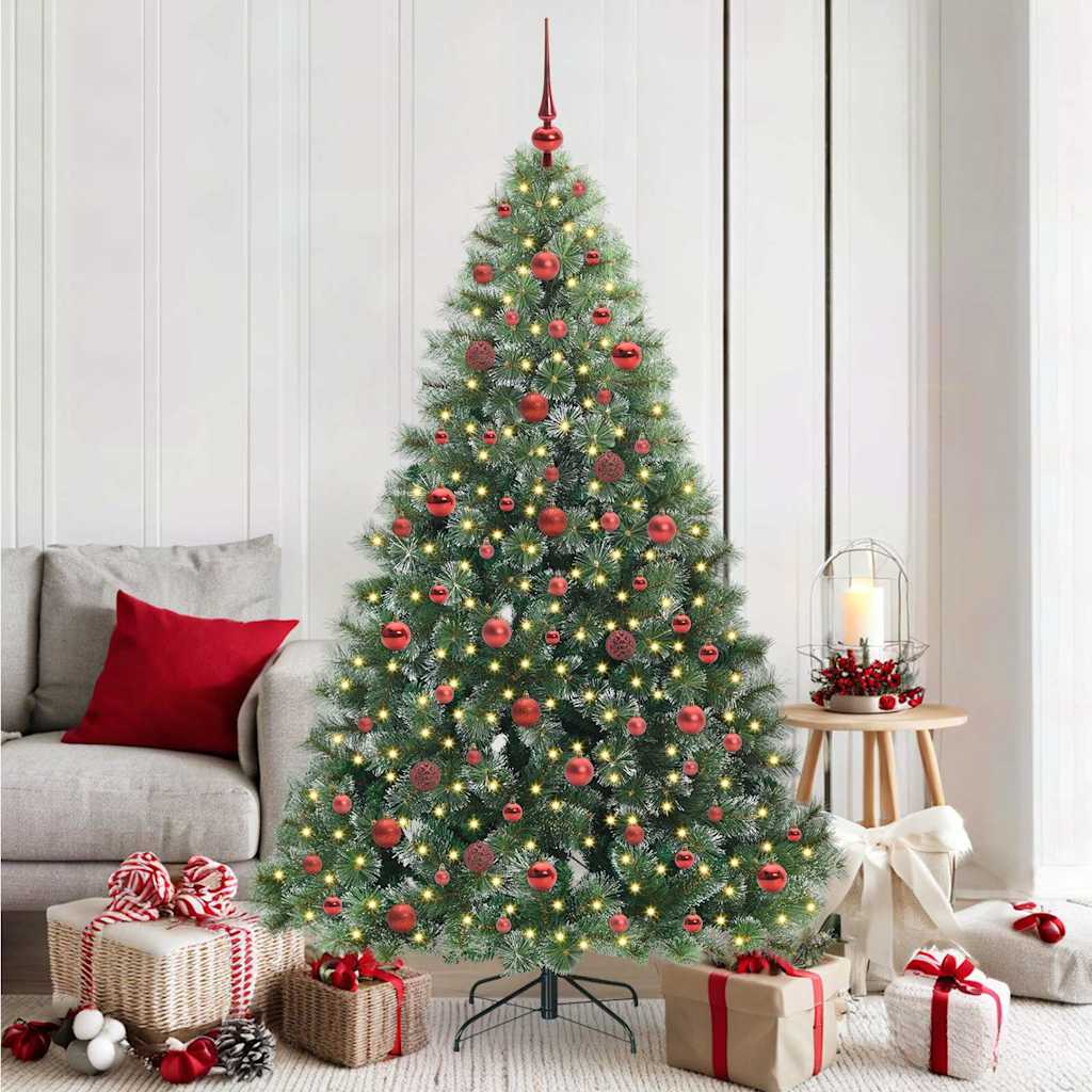 Sztuczna choinka z 300 diodami LED Zielony 180 cm PE i PVC