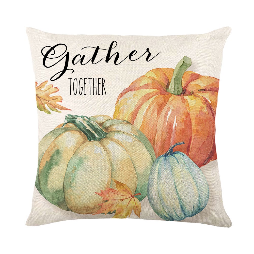 Lot de 4 housses de coussin décoratives motif citrouille 45 x 45 cm, pour canapé, salon, chambre, jardin, décoration d'intérieur - 5