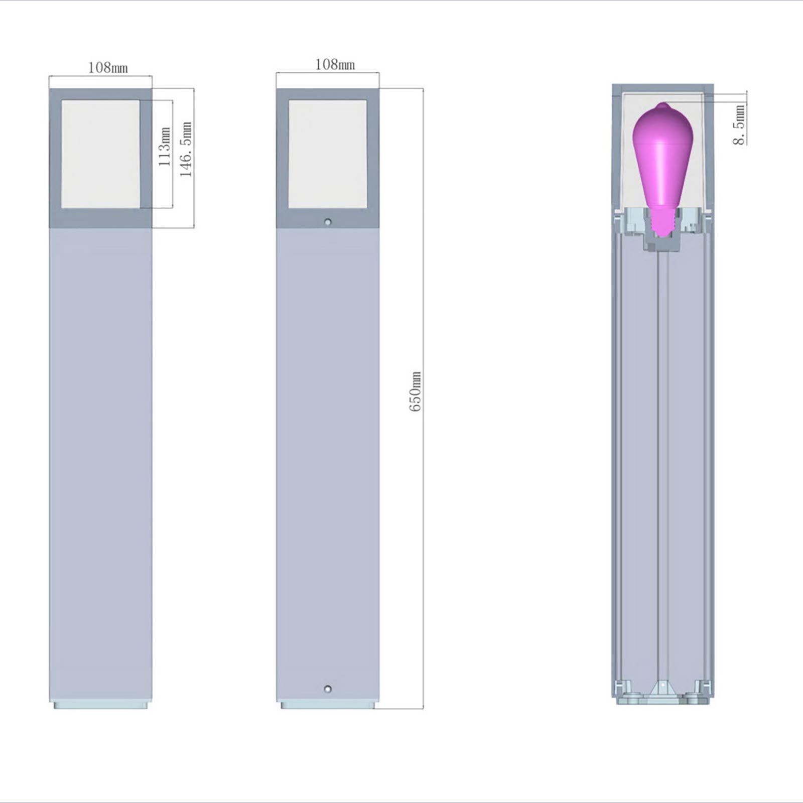 FACADO II lampe de jardin ANGULAIRE lampe à LED E27 IP65 poteau lumineux moderne lumière extérieur cour avenue 230V 65cm Gris foncè diffuseur opalin - 4