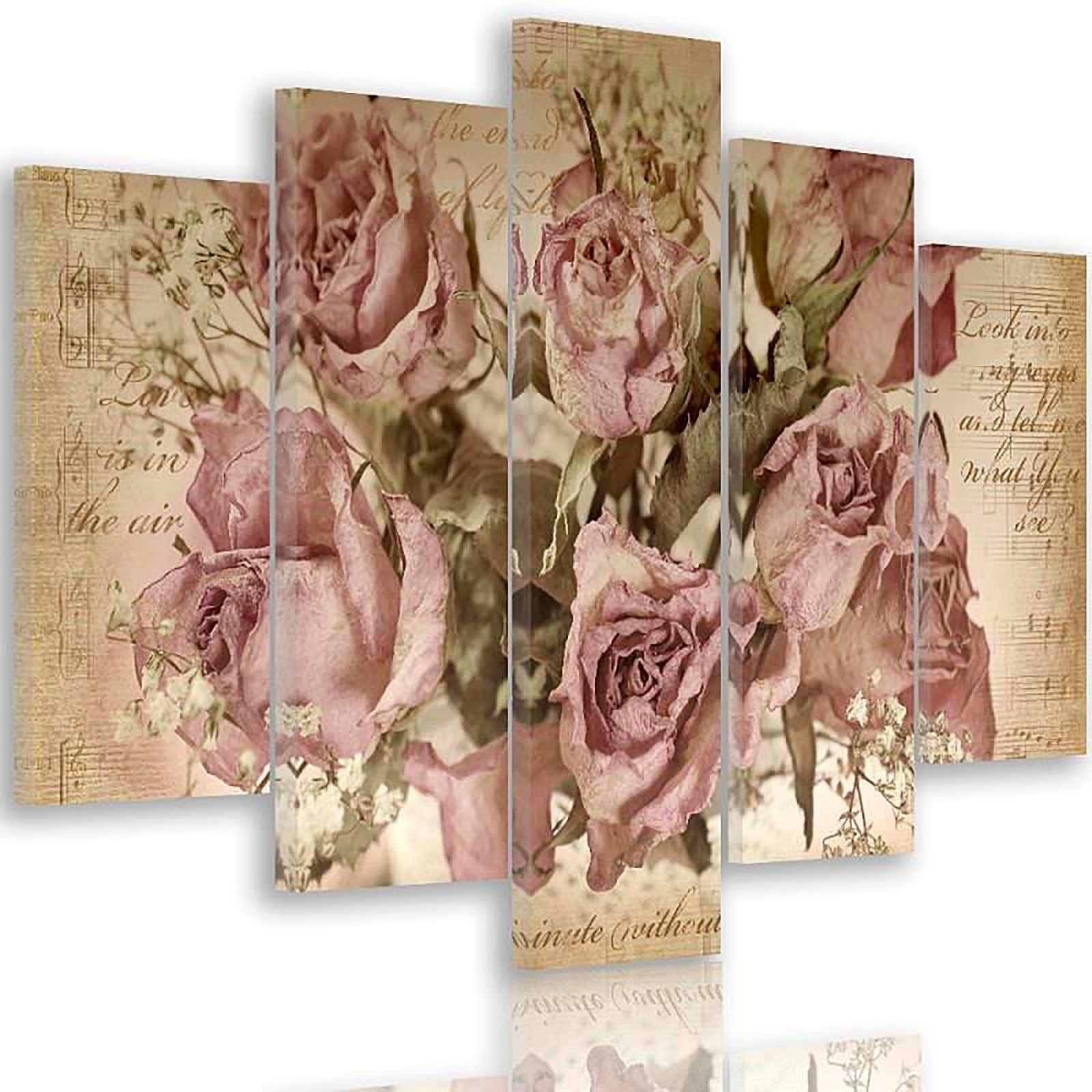 Tableau roses sur l'arrière-plan de la notation musicale - 200 x 100 cm - 2