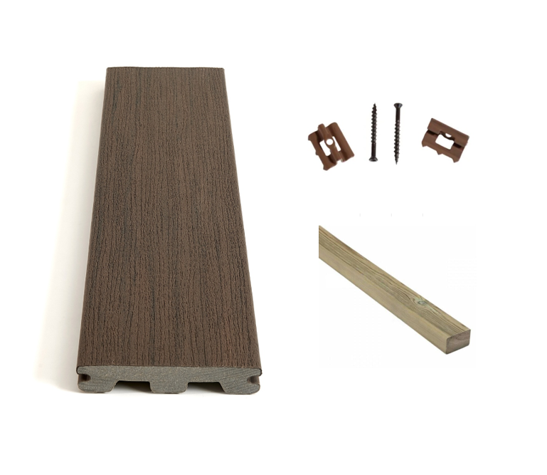 Kit complet terrasse composite Timbertech dark cocoa 50m² avec ...