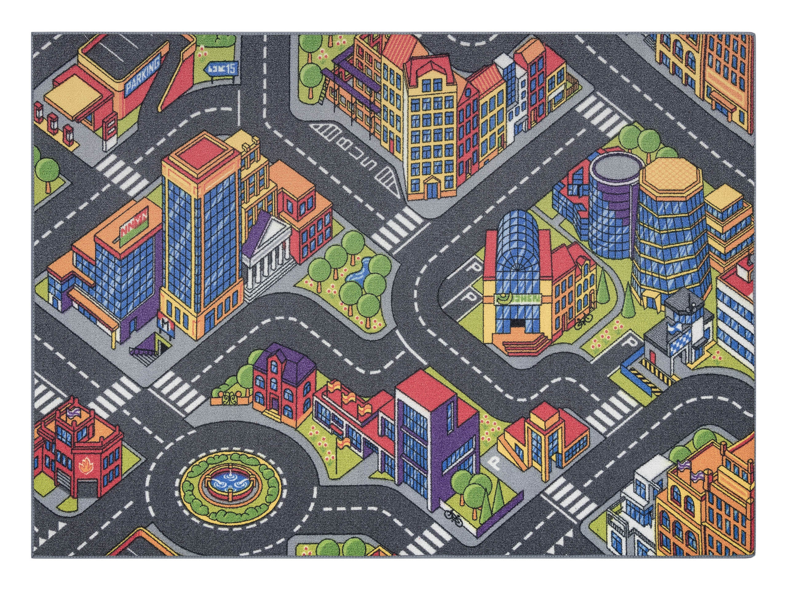 DYWAN REBEL ROADS Urban life 97 Metropolia, ulice dla dzieci antypoślizgowy - szary 95x133 cm