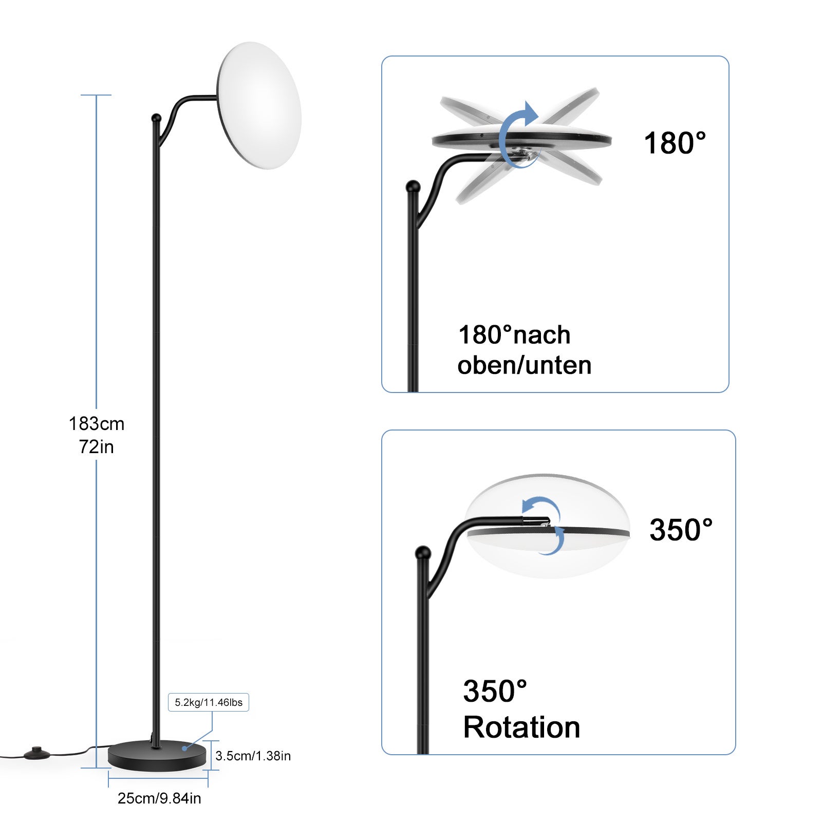 LOVHAUS Lampe sur Pied pour Salon 32W, Lampe de Sol à Intensité Variable avec Télécommande, 2700K-6500K, LED Lampadaire à Intensité Variable - 4