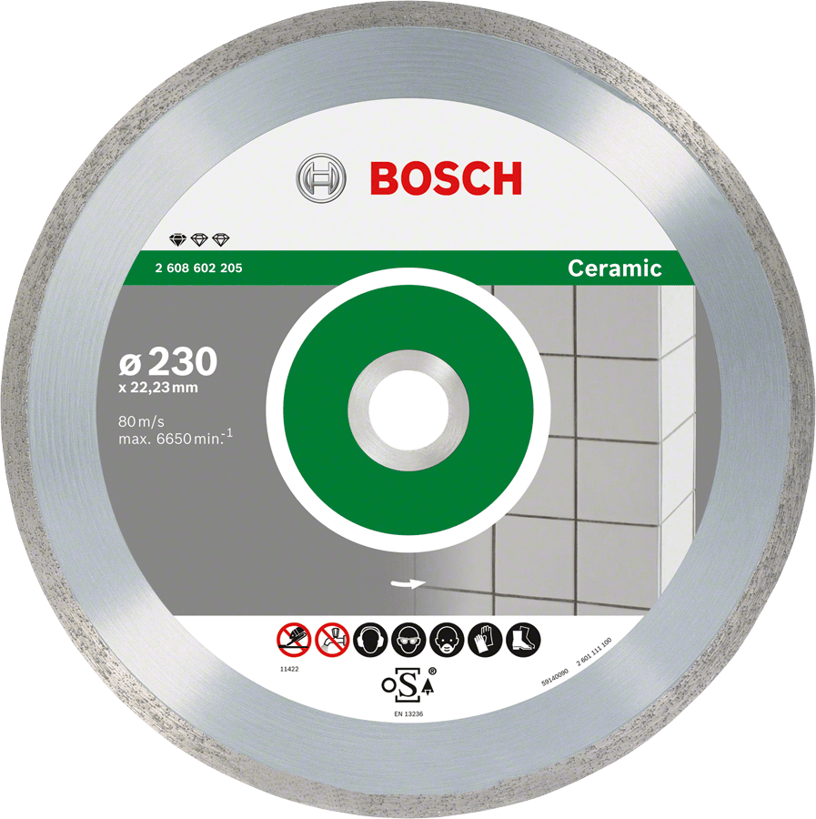 Bosch Professional 1x Disco Diamantato Standard for Ceramic, per Pietra, Piastrelle, Ceramica, Ø 150 x 22,23 x 1,6 x 7 mm, Accessori per Smeriglatric