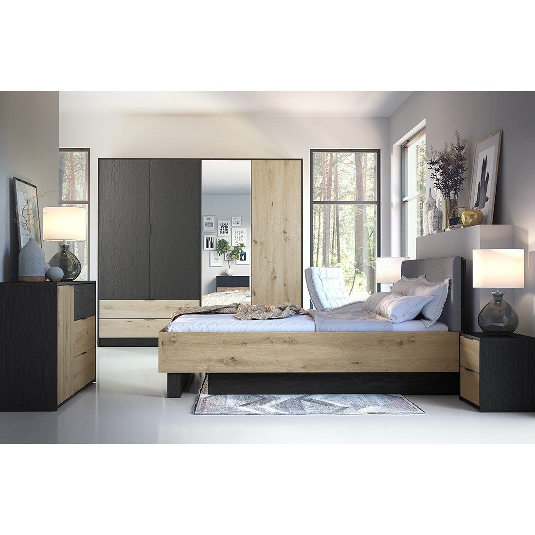 Armoire MELODY - design moderne avec miroir et multiples espaces de rangement - 3