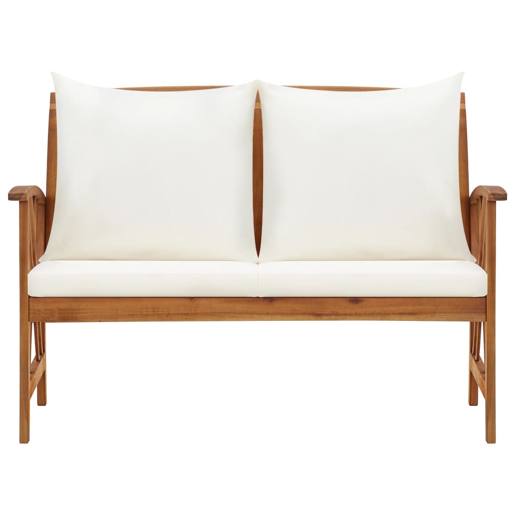 Banco de jardín con cojines 119 cm madera maciza de acacia
