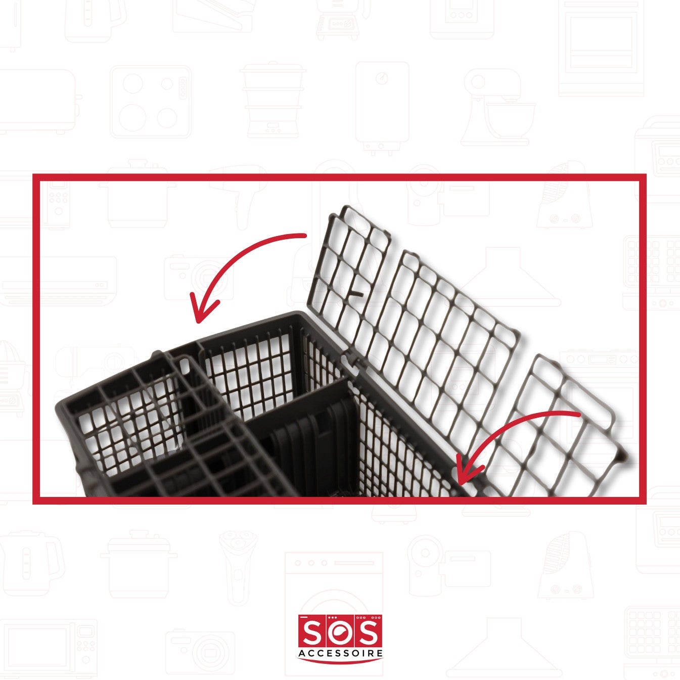 SOS Accessoire Panier a couverts 23*15*12/21cm pour Lave-vaisselle BOSCH 11018806, 11057829 11018806, 11057829 00668270 11018806 - 5