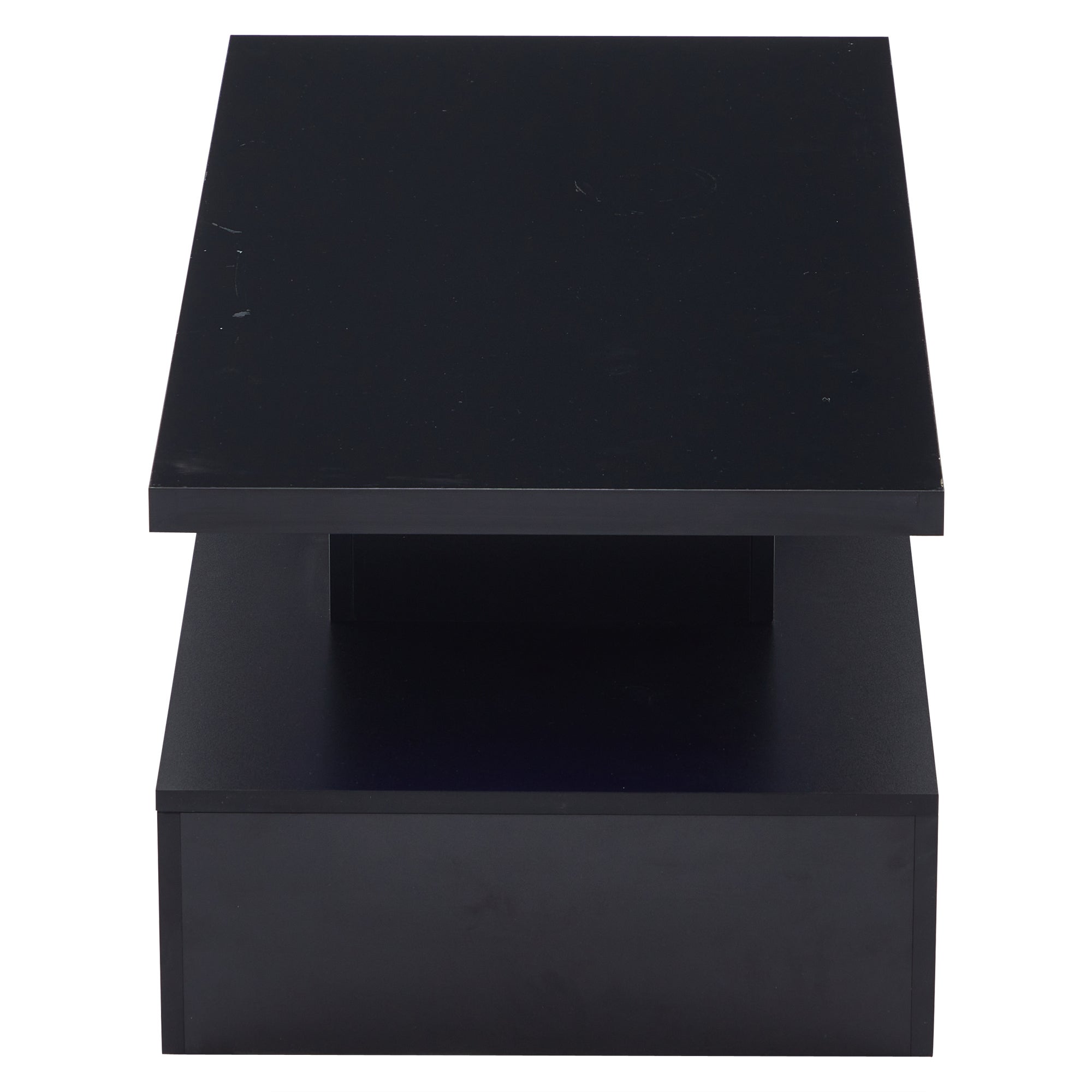 Tavolino a 2 livelli – LED multicolore, design moderno con cassetto contenitore e ripiano aperto – Nero - 8