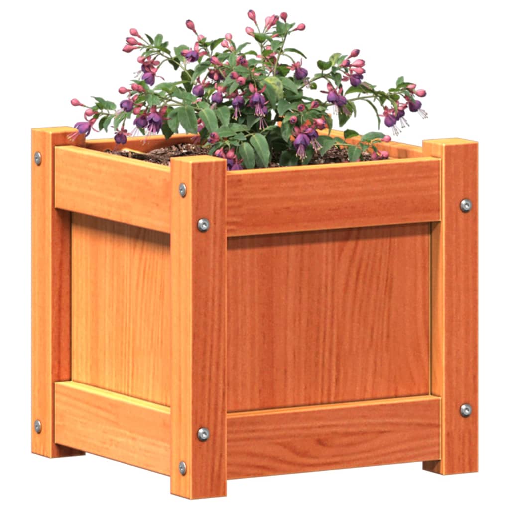 Lot de 2 Jardinières, Bac à fleurs, Pot de fleurs cire marron bois de pin massif n2385l - 4
