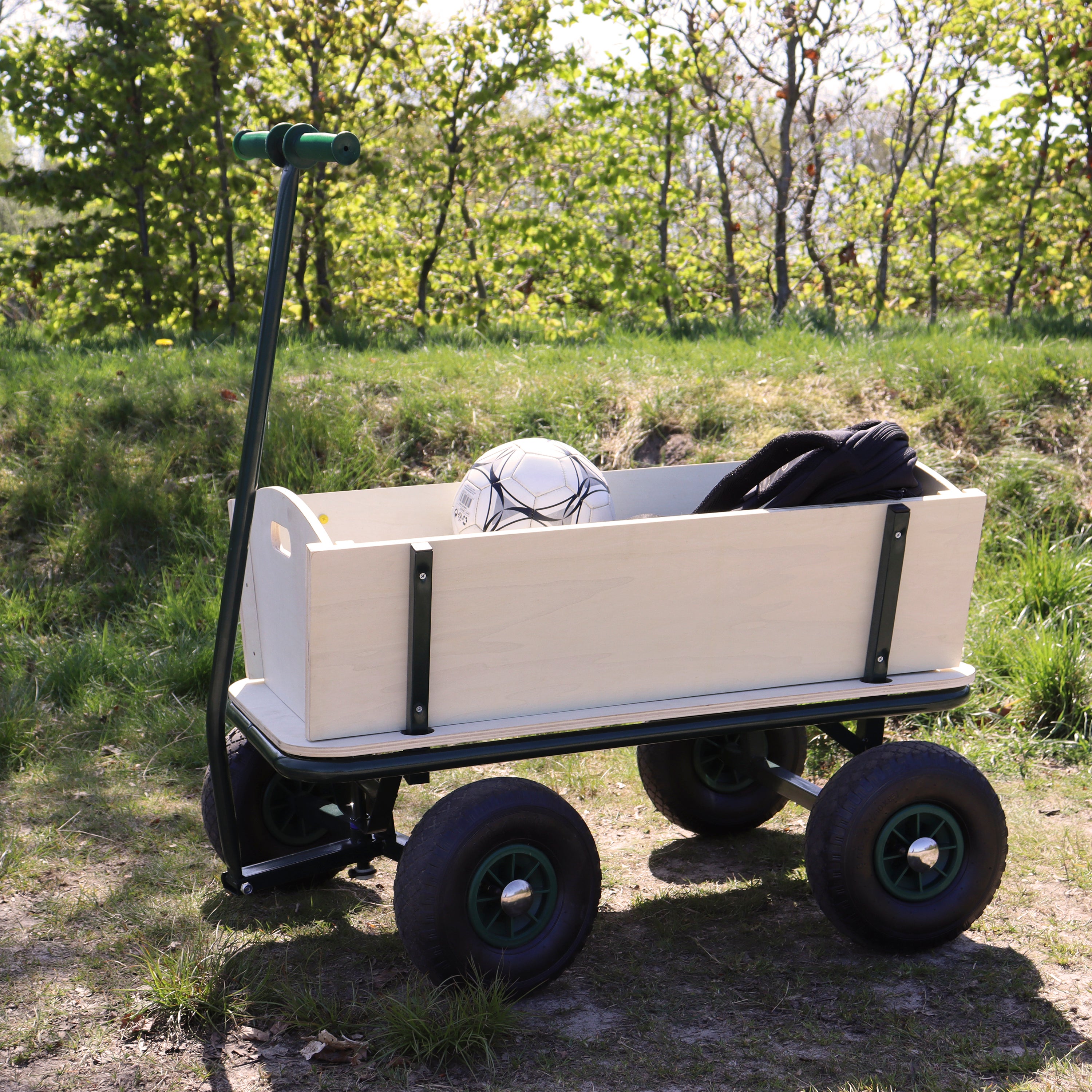 SUNNY Billy Chariot de Jardin, Bois - Vert - 94x61x97cm/100 kilos max | 4 Roues - 2