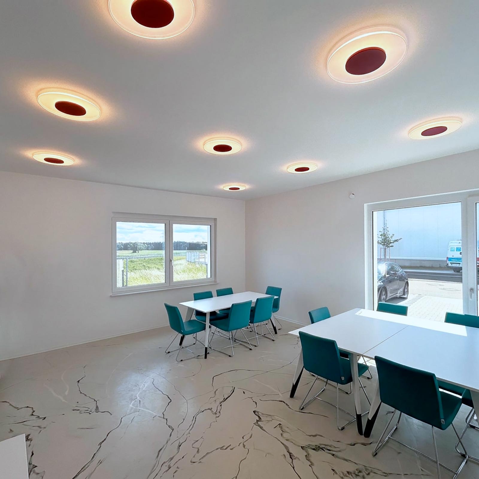 Lámpara de techo LED moderna Roja pared 24W luz cálida de 3000K para ...